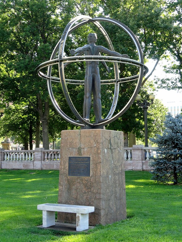 Front View of Christopher Columbus Statue (1970-2020)