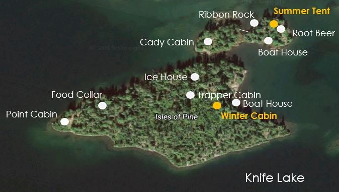 Winter Cabin & Summer Tent Original Locations