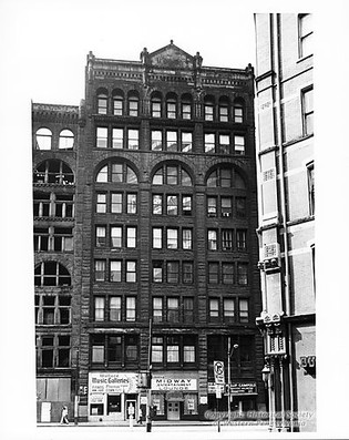 The Ewart Building prior to being renovated.  Notice the layer of soot that coated many Pittsburgh buildings at the time.  