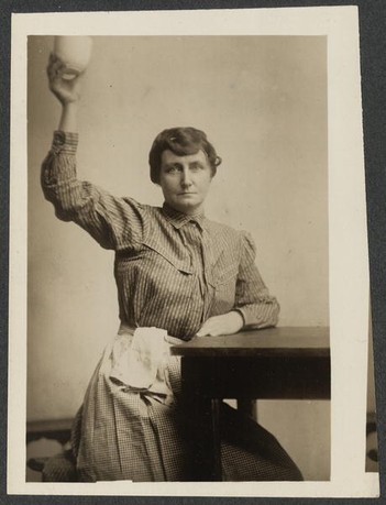 Photograph of Pauline Adams in prison attire after being arrested during 1917 and 1919 suffrage demonstrations and imprisoned at the Occoquan Work House, National Woman's Party Records, Group I, I:147, courtesy of the Library of Congress.