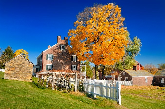 The buildings and landscape at West Overton evoke a classic rural industrial village in Pennsylvania. Photo by West Overton Village.