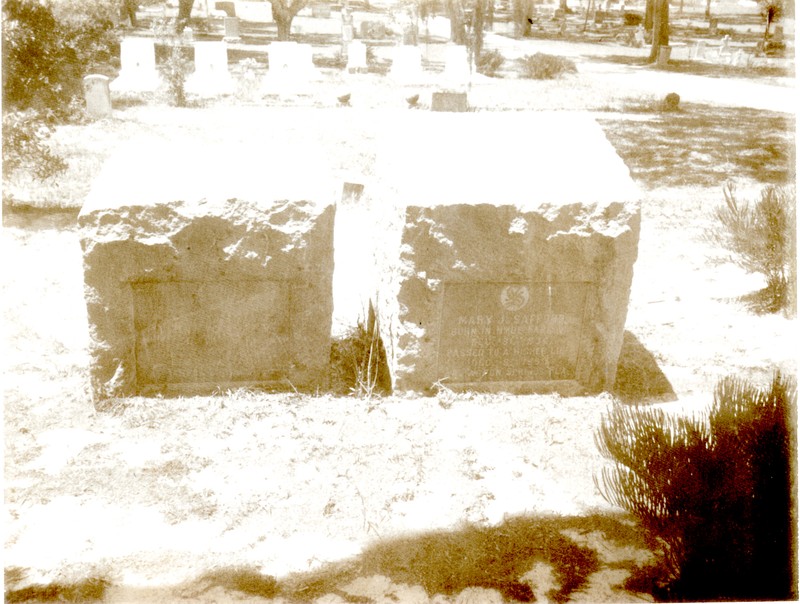 Graves of Anson PK and Dr. Mary Safford at Cycadia Cemetery, Tarpon Springs, Florida, 1979. 