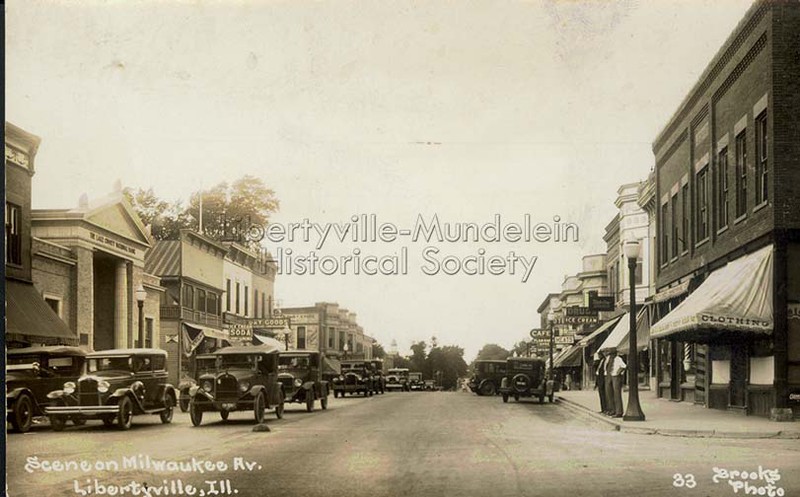 Milwaukee Avenue looking north from Cook Avenue, 1920s