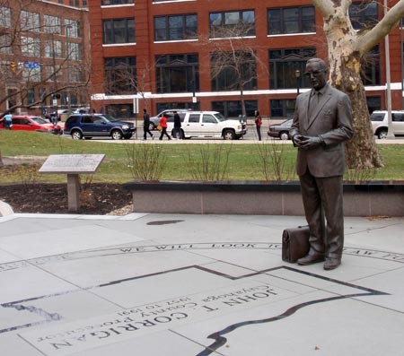 The John T. Corrigan memorial and statue. Photo: Cleveland Seniors