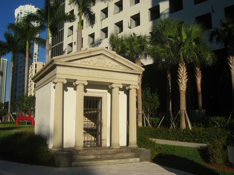 The Brickell Family Mausoleum, now empty, is the sole surviving structure from the Brickell Family. Image obtained from the Historical Marker Database.