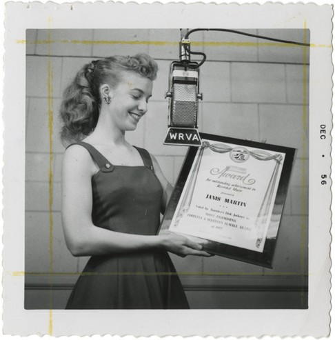 Photograph of Janis Martin, WRVA Radio Collection, Accession 38210, courtesy of the Library of Virginia.