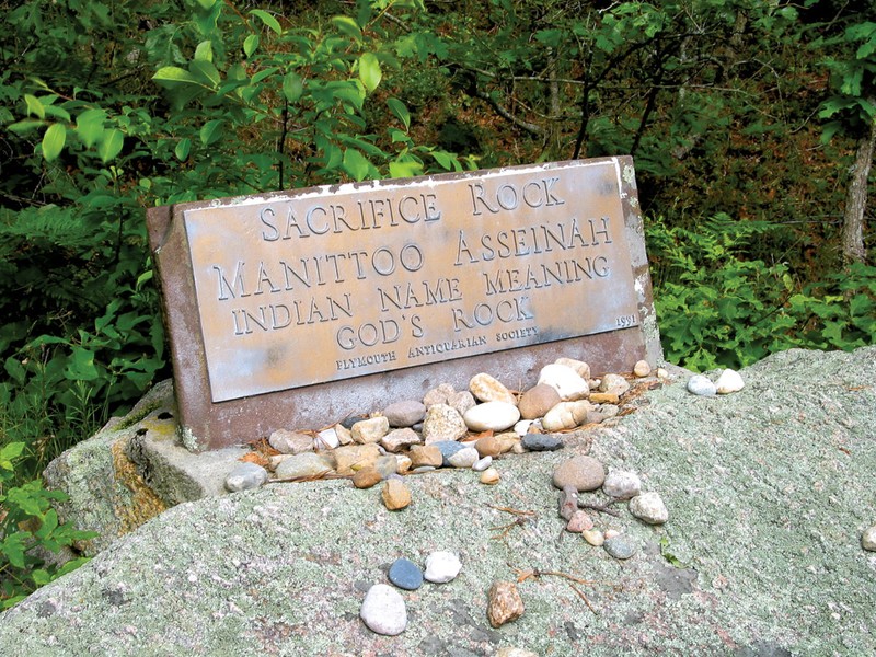 Plaque on top of Sacrifice Rock (Courtesy of The Pinehills)