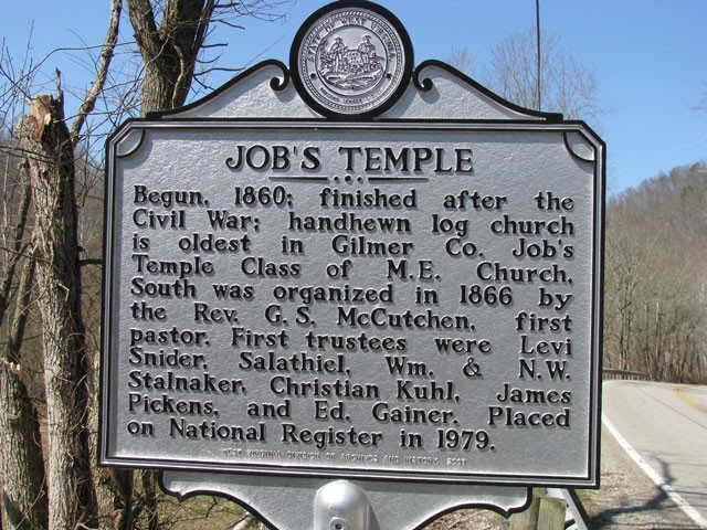 A roadside historical marker for Job's Temple. Image obtained from Adventure Rider.