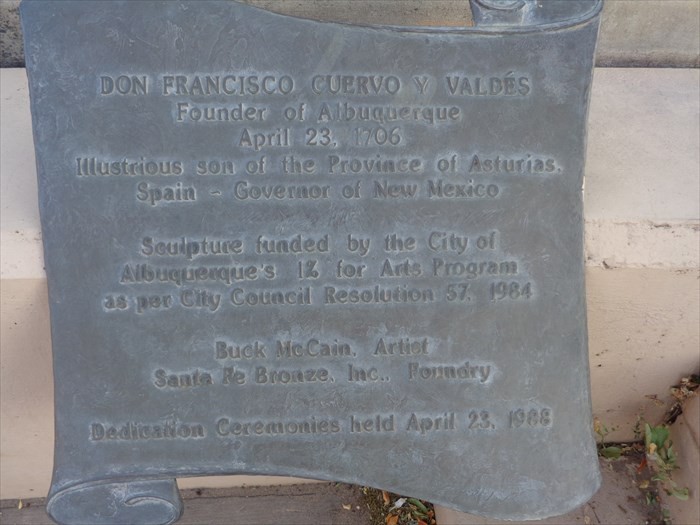 Plaque found on bottom of the Don Francisco Cuervo y Valdes Monument