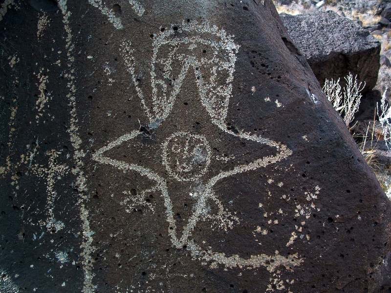 A "star person" petroglyph in the Rinconada section of PNM