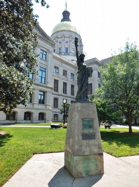 Photograph of the Statue of Liberty Replica outside the Georgia State Capitol. 