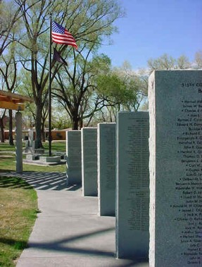 Some of the pillars that hear the names of those who were part of the Bataan Death March