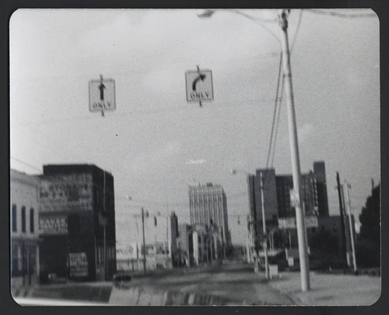 Looking north on South Elm Street toward Hamburger Square in Greensboro. Second building from the left is the Cascade Saloon building.