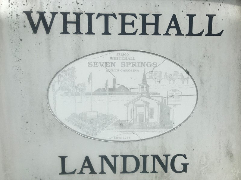A sign at the building spot of the CSS Neuse in current day Seven Springs.