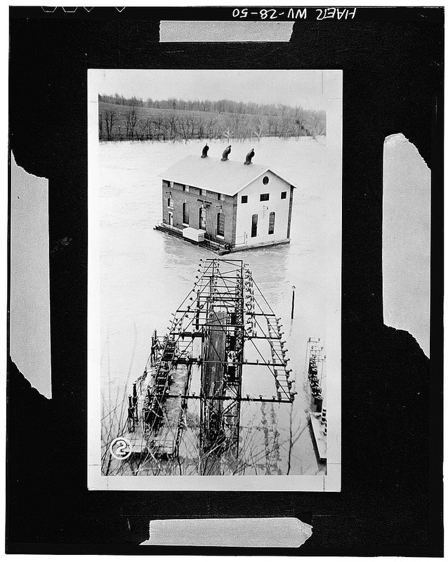 The power plant and substation during a flood, April 1937