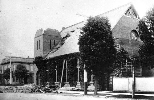 The church after the Great Quake of 1906.