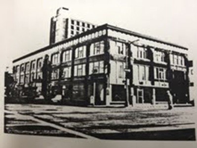 A Black and white photo of the Howden Building. 