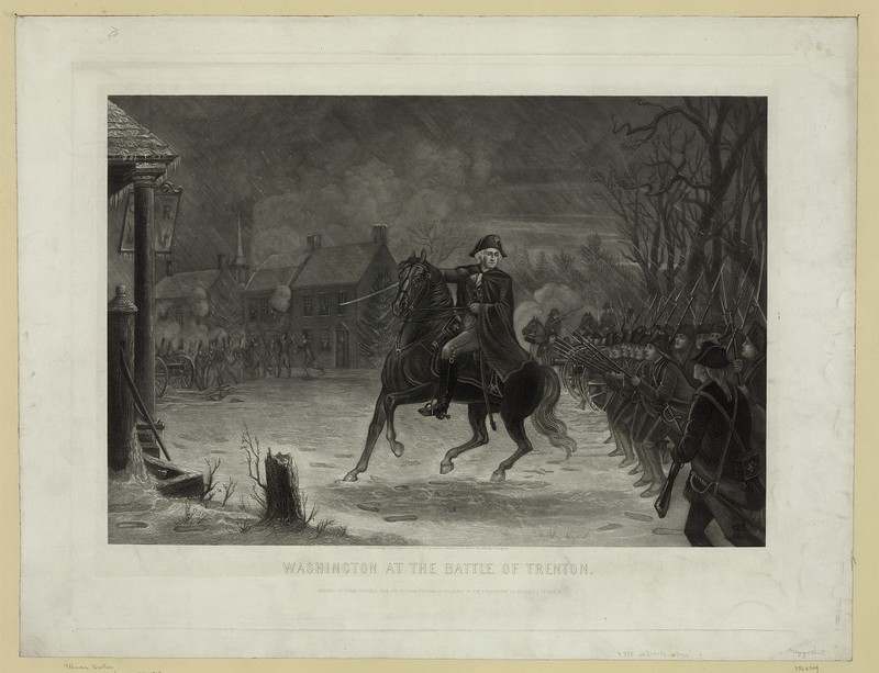 Washington at the Battle of Trenton / Engraved by Illman Brothers from the original in the possession of Charles J. Peterson.