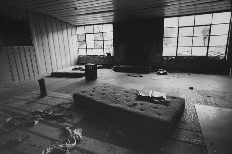 A photograph of one of the bedrooms used by the Manson Family taken by the LAPD in 1969, sourced from Jeff Droke's history of the ranch.