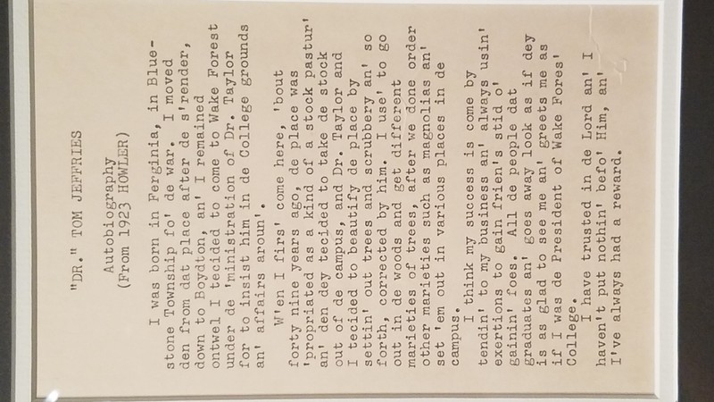 A copy of one of Jeffries' speeches to the students of the college.