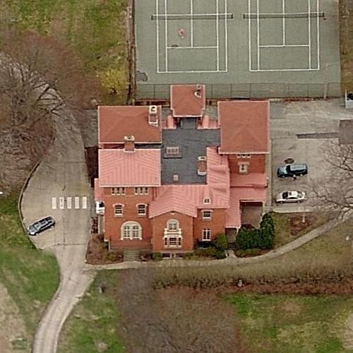 This aerial shot reveals the large size of the Edward King House.
