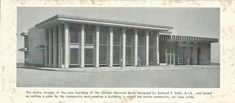 New Central National Bank (on former 1st National Bank site) in 1964. From CNB brochure displayed in 175th Anniversary of Carthage Exhibit.