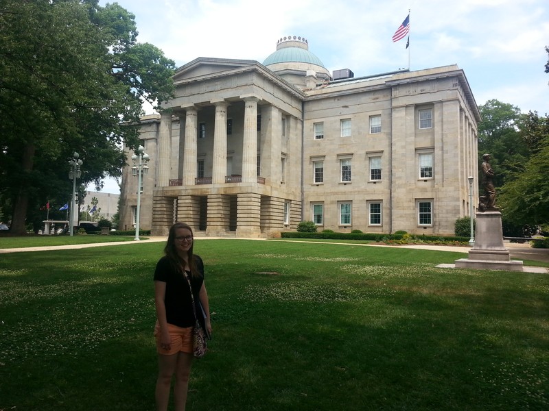 Me (Sarah) in front of the building. 