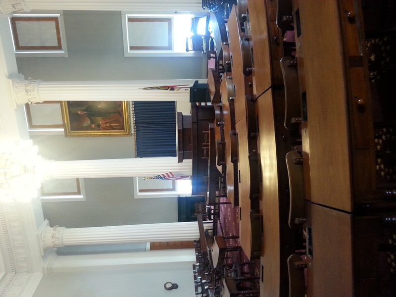 This room housed the North Carolina House of Representatives from 1840 to 1961. It was in this room that North Carolina voted to secede from the Union in 1861. Note that Washington is featured again in this room. 