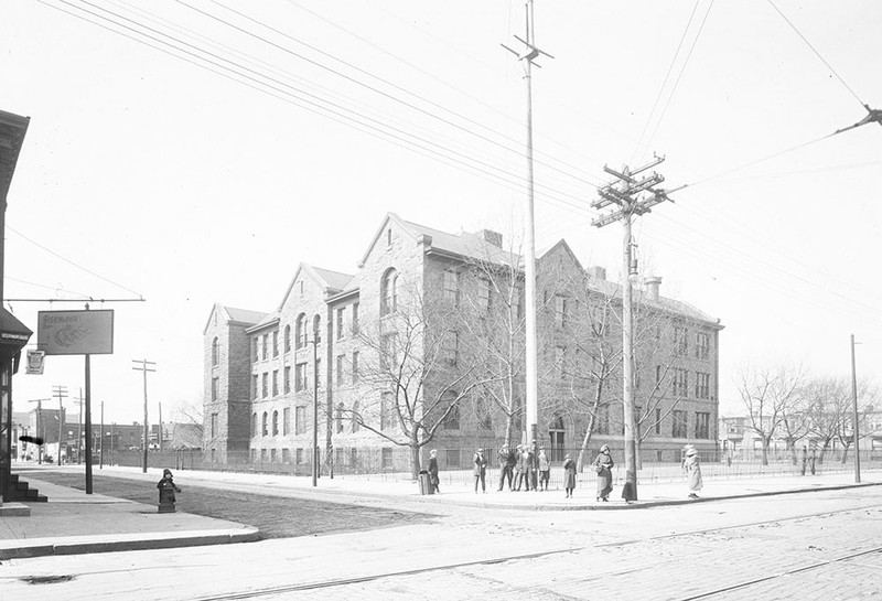 Second school building, photographed in 1914