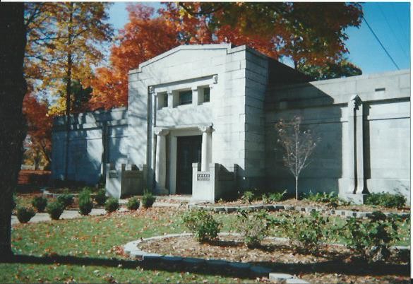 Mausoleum at Park Cemetery constructed of Carthage limestone.