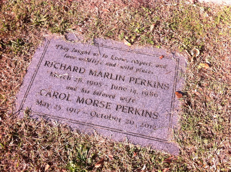 Grave marker for R. Marlin and Carol Perkins in Park Cemetery near the Perkins family stone. 