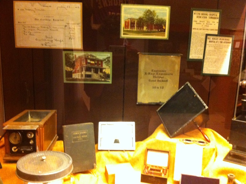 2017 Exhibit case featuring items used at the former Carthage Hospital and McCune-Brooks Hospital.