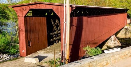 Newly repainted Contoocook Covered Railroad Bridge.