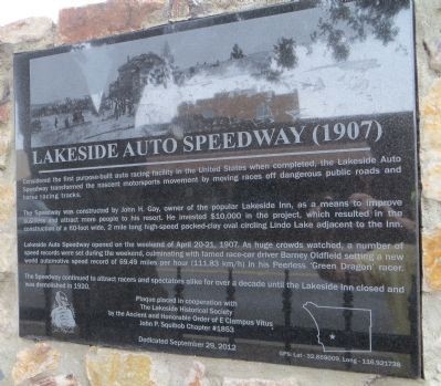 Lakeside Auto Speedway Marker