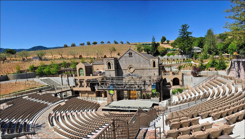 The portal from the former St. Patrick's Cathedral provides the perfect backdrop for the winery's outdoor amphitheater.  