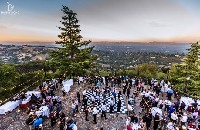 This stone patio provides stunning views of the Santa Clara Valley.  