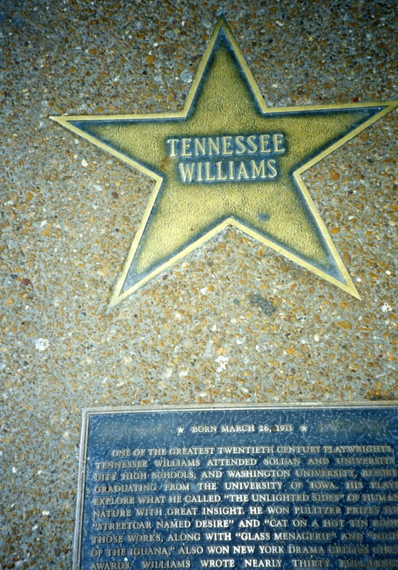 The star and plaque for playwright Tennessee Williams