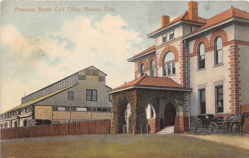 The American Bottle Company office and one of the factory buildings in the background. This was located at the current site of Owens-Corning.