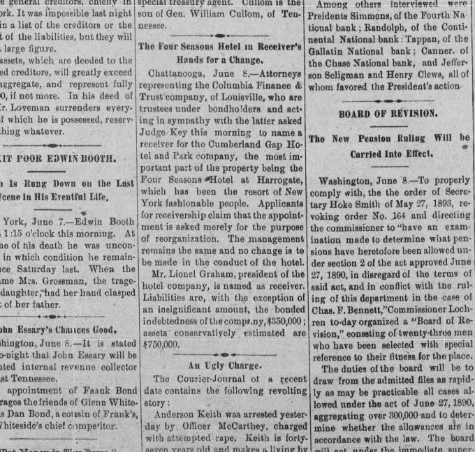 Johnson City, TN newspaper The Comet chronicled the Four Seasons Hotel's spiraling economic future.