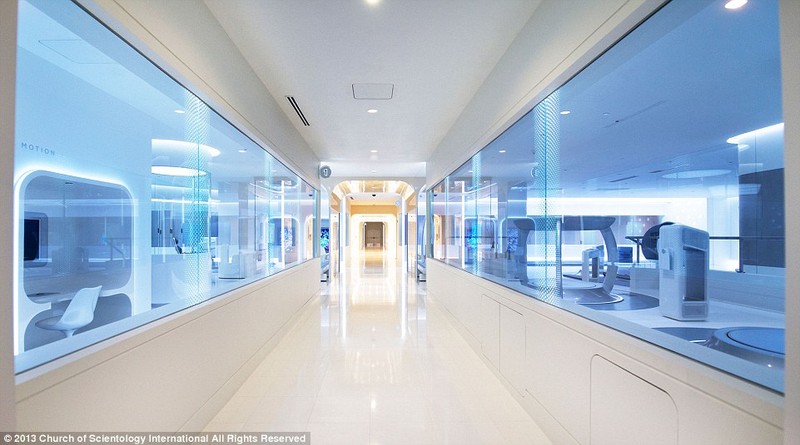 Futuristic Interior Hallways within the Flag Building, Sourced from The Daily Mail article cited above, photograph originally from Official Scientology Representatives