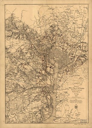 Circa 1860s Map of Washington Locations of the Fort Circle Defenses