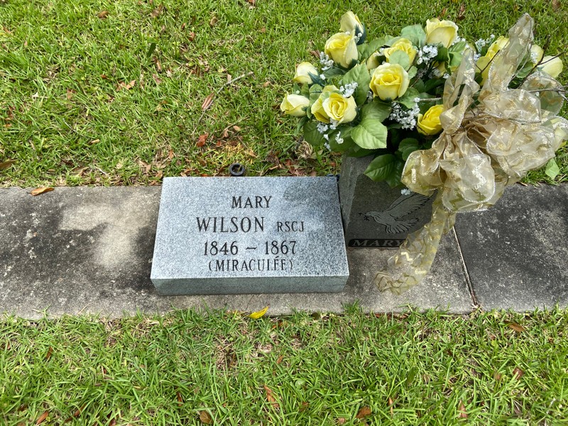 The grave of Mary Wilson can be found in the cemetery on the grounds of the school.