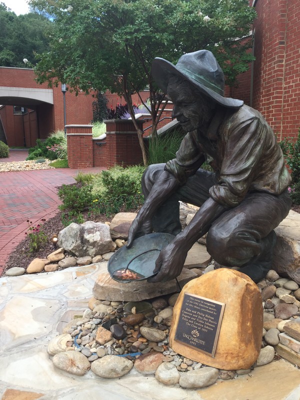 The 49er Miner statue after it was installed in its present location, 2017.