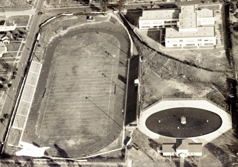 An aerial photo Robins Field circa 1950.