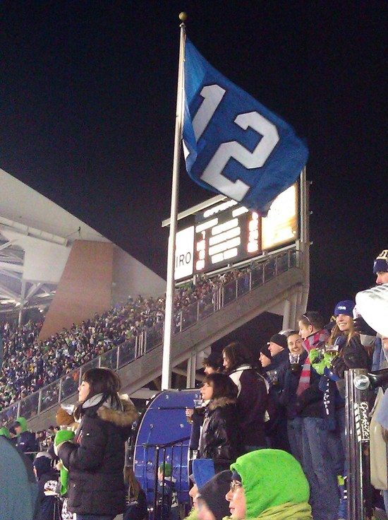 12th Man flag regularly flown at Seahawks games. In 2016, the Seahawks struck a deal with Texas A&M to use this trademarked phrase