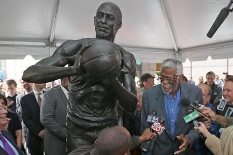 Bill Russell's statue is located in the city square in Boston