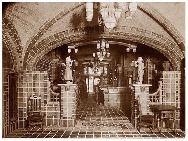 An original photo of an early chocolate shop located in the Arcade. 