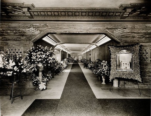 A Black and white shot of the inside of the building.