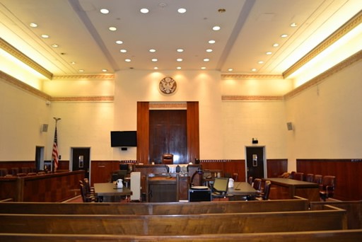 One of several courtrooms in the historic building 