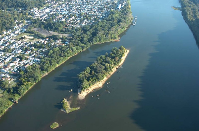 Aerial view of Coney Island, photo courtesy of the Ohio County Public Library